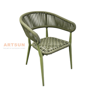 Chaise de corde de tissage de jardin à accoudoir en rotin pour restauration en plein air
