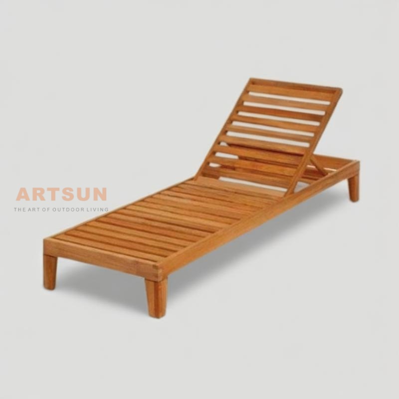 Lounger Sun Sun en teck solide avec dossier réglable pour une utilisation en plein air