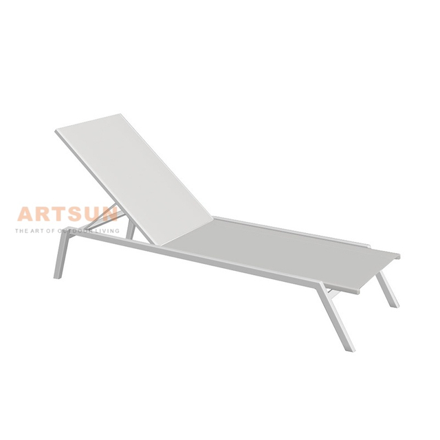 Lounger de plage en aluminium réglable pour la piscine et l'utilisation du patio
