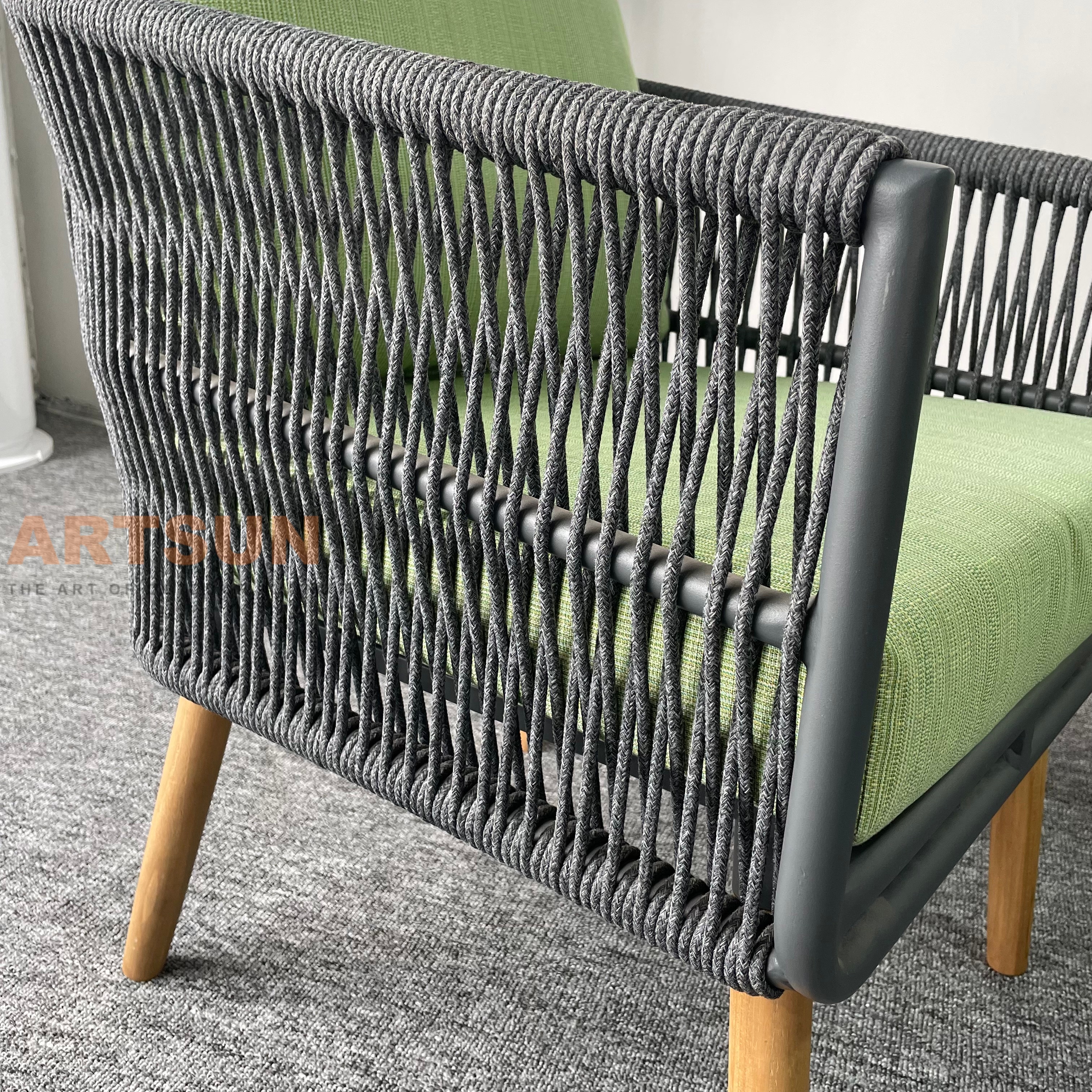 Corde à corde tissée la plus populaire canapé de jardin léger pour la relaxation extérieure