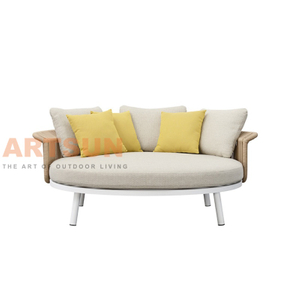 Lit de repos extérieur rond de luxe avec corde tissée à la main et coussins moelleux