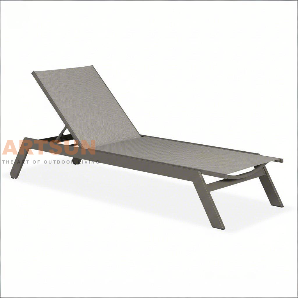 Chaise longue en aluminium Teslin à séchage rapide et respirante pour hôtels et centres de villégiature