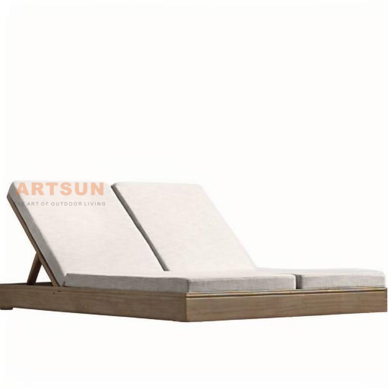 Wholesale Hotel Resort Beach Teak Wood Double chaise salon