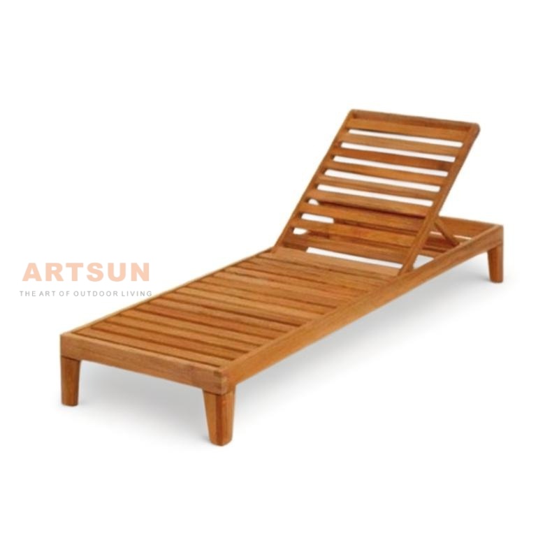 Lounger Sun Sun en teck solide avec dossier réglable pour une utilisation en plein air