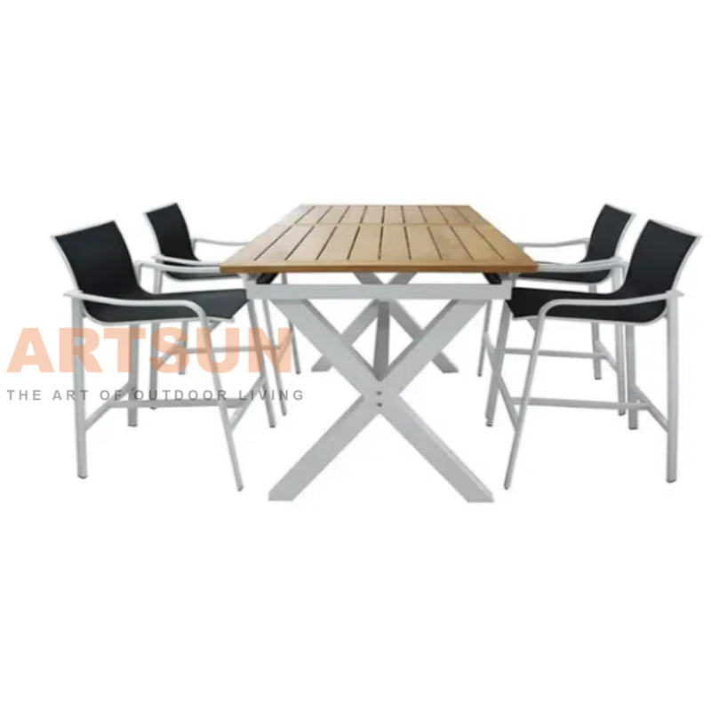 Ensemble de table extensible à bar haut avec dossier en tissu Teslin imperméable