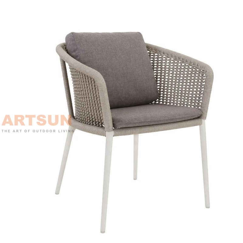  Chaise d'extérieur élégante, durable et résistante aux intempéries, en aluminium tissé avec corde