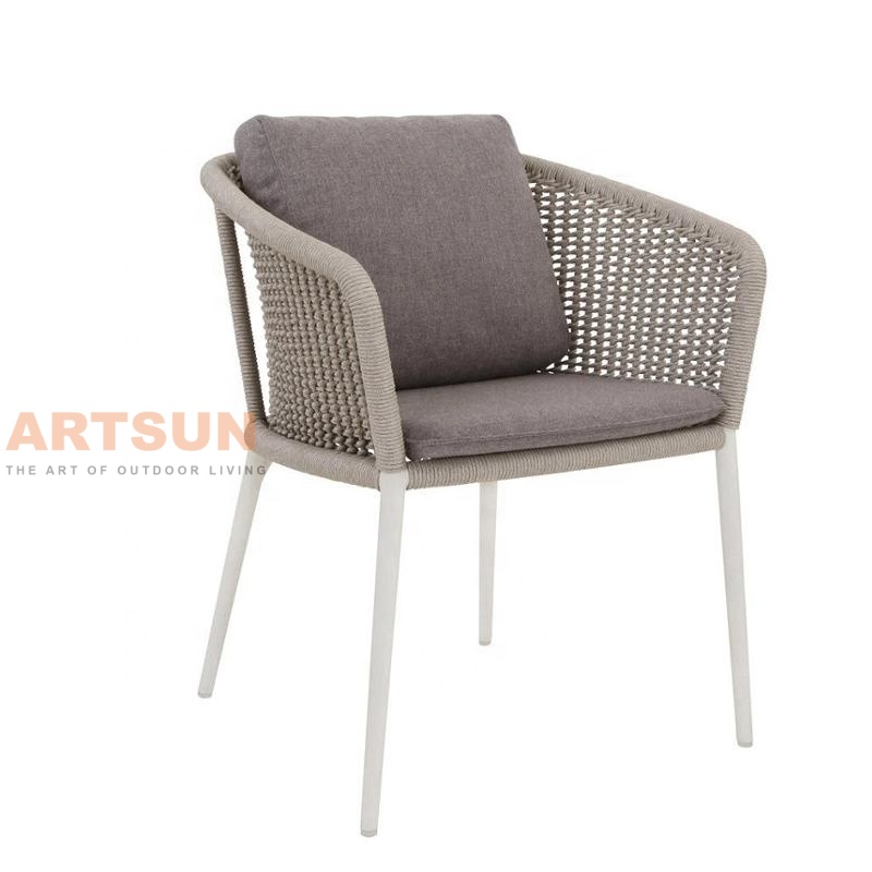  Chaise d'extérieur élégante, durable et résistante aux intempéries, en aluminium tissé avec corde