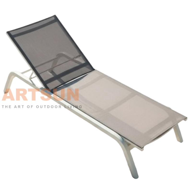 Chaise longue en aluminium Teslin résistante aux intempéries pour hôtels et centres de villégiature
