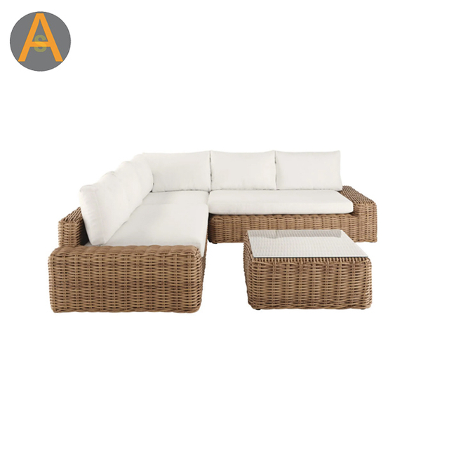 Sofa de jardin en osier en gros rotinage pour extérieur