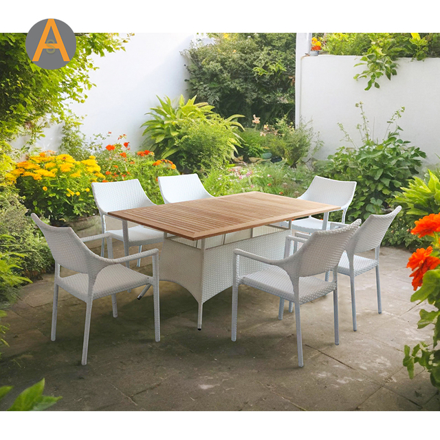 Ensemble de table de jardin en osier en rotin haute performance