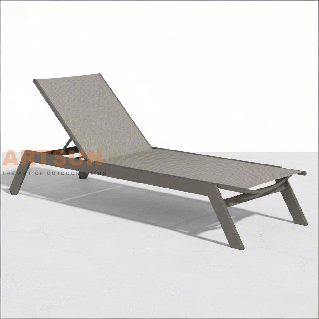 Chaise longue en aluminium Teslin à séchage rapide et respirante pour hôtels et centres de villégiature