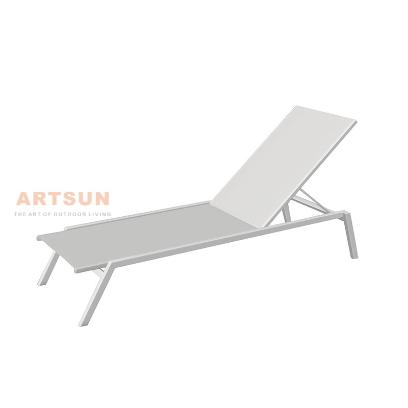 Lounger de plage en aluminium réglable pour la piscine et l'utilisation du patio