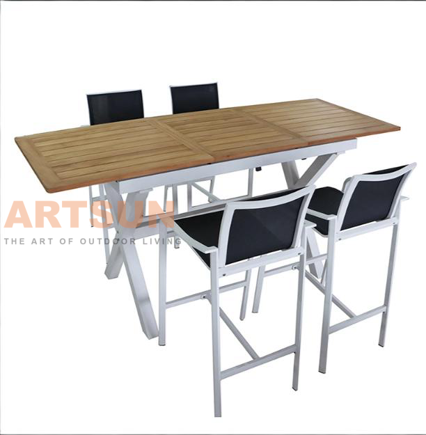 Ensemble de table extensible à bar haut avec dossier en tissu Teslin imperméable