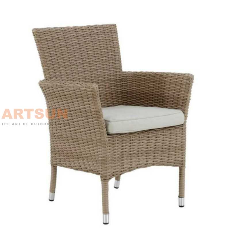 Fauteuil en osier durable avec coussin pour les projets d'hôtels et de centres de villégiature