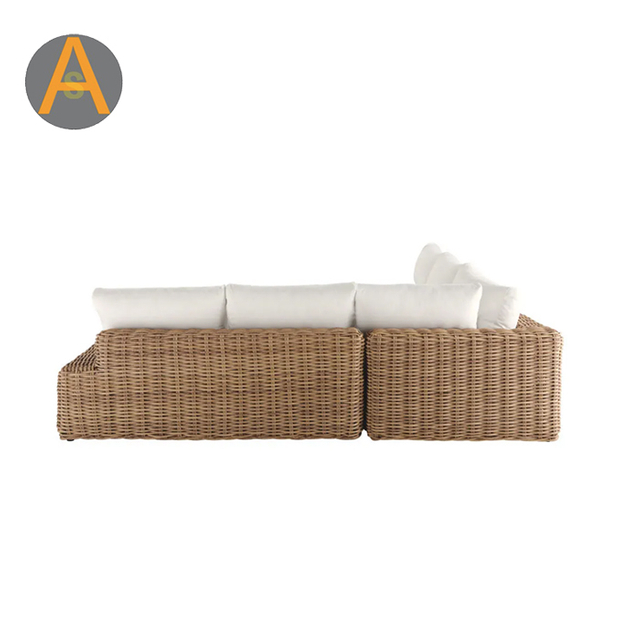 Sofa de jardin en osier en gros rotinage pour extérieur