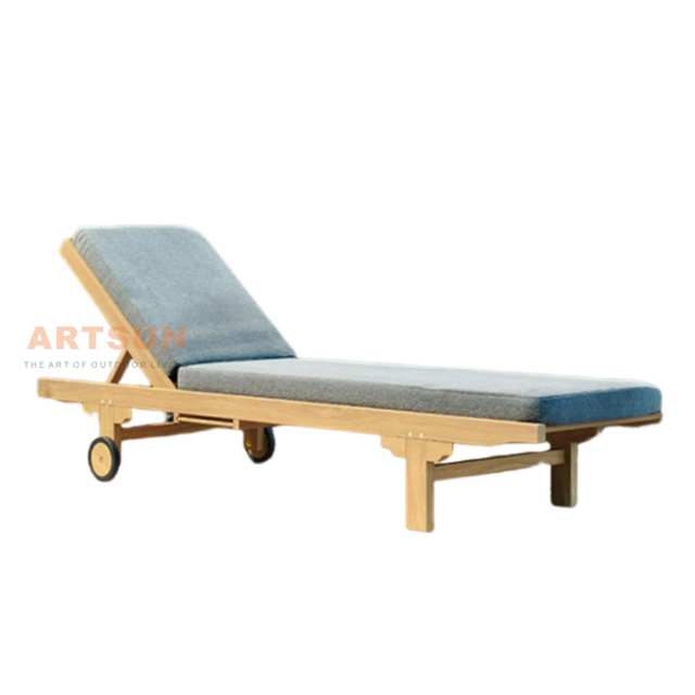 Lounger solaire inclinable en bois de teck de qualité premium pour spa