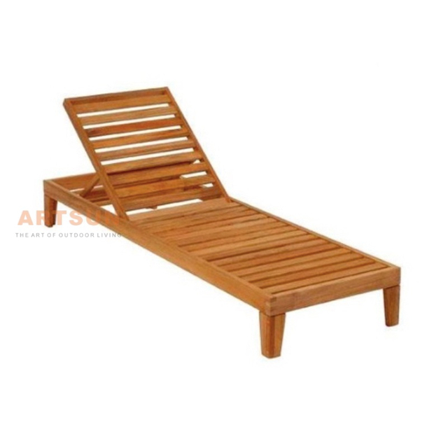 Lounger Sun Sun en teck solide avec dossier réglable pour une utilisation en plein air