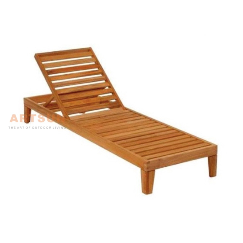 Lounger Sun Sun en teck solide avec dossier réglable pour une utilisation en plein air