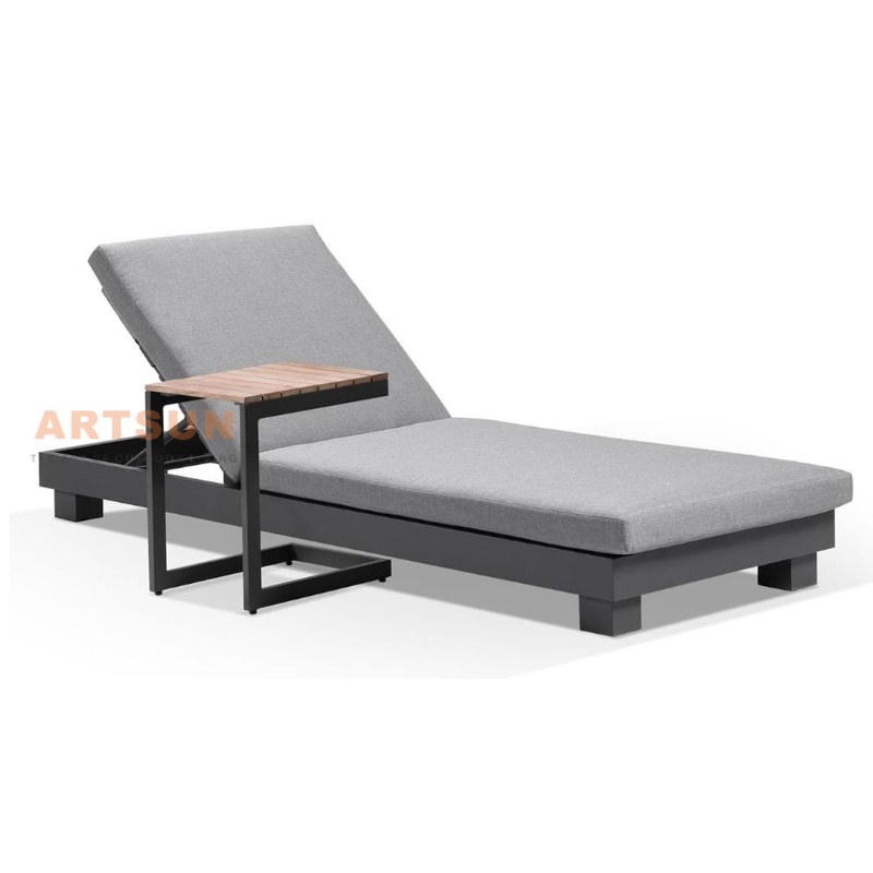 Aluminium de style européen Aluminium Sun Sun Lounger avec table d'appoint