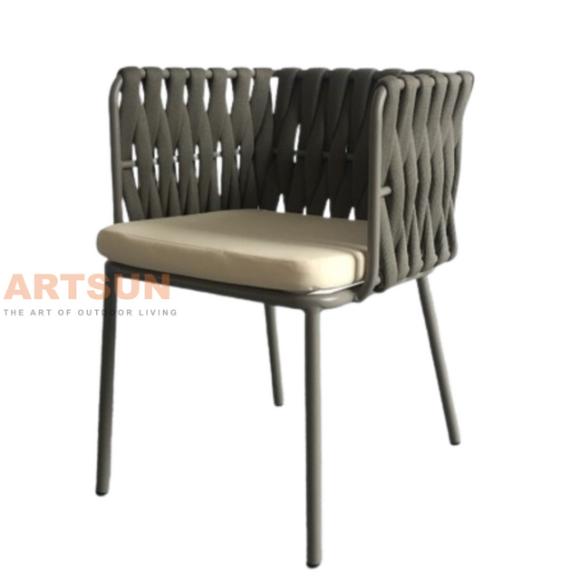 Chaise d'extérieur en aluminium tissé de corde de luxe pour les projets de jardin de patio et d'hôtel