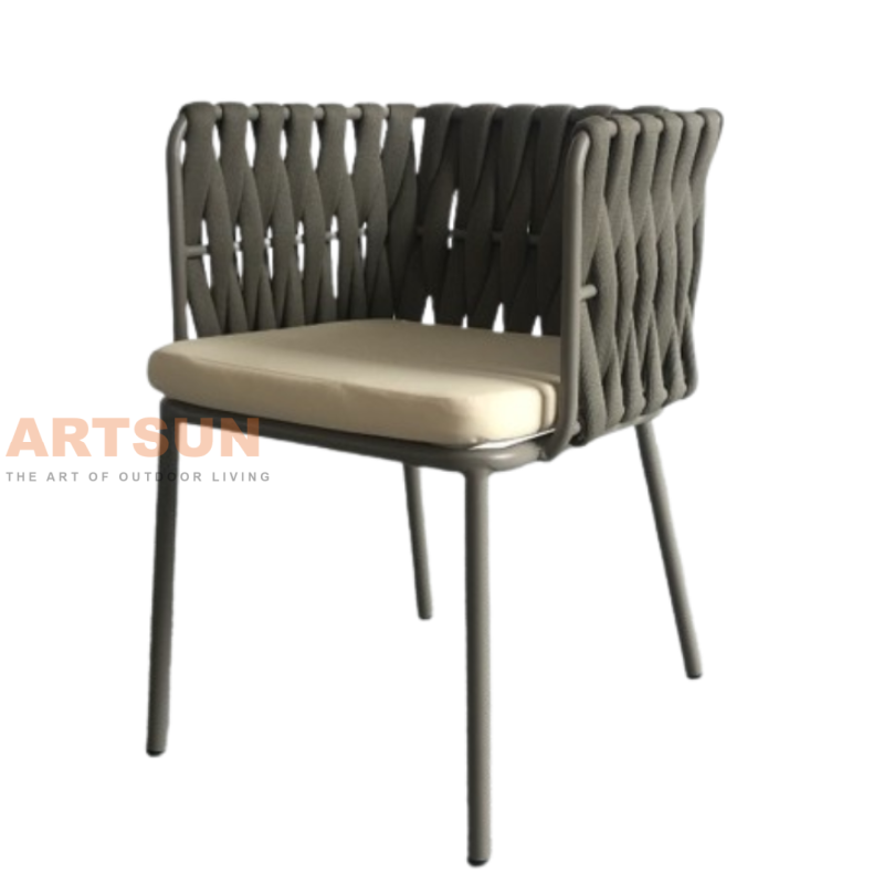 Chaise d'extérieur en aluminium tissé de corde de luxe pour les projets de jardin de patio et d'hôtel