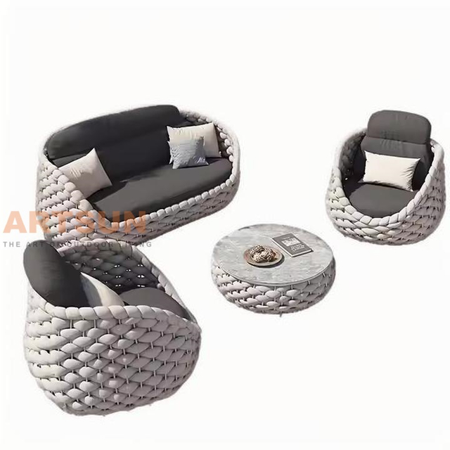 Hot moderne extérieur patio pe rattan canapé pour complexe