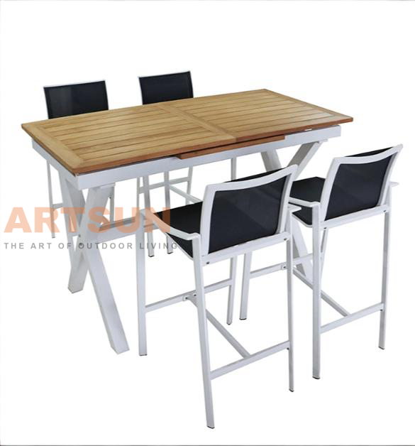 Ensemble de table extensible à bar haut avec dossier en tissu Teslin imperméable