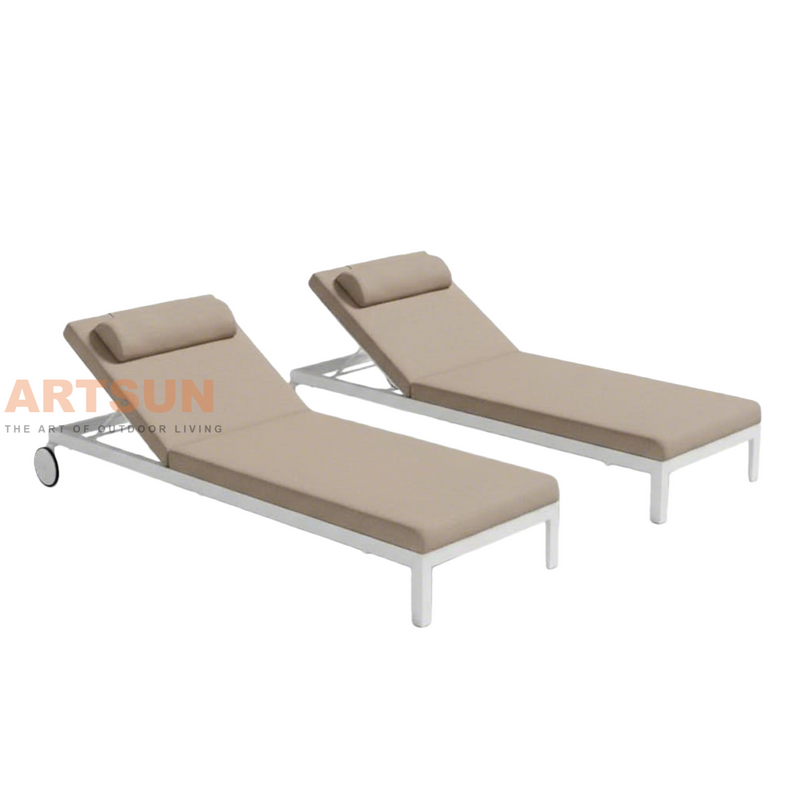 Chaise longue d'extérieur en aluminium de luxe avec coussin