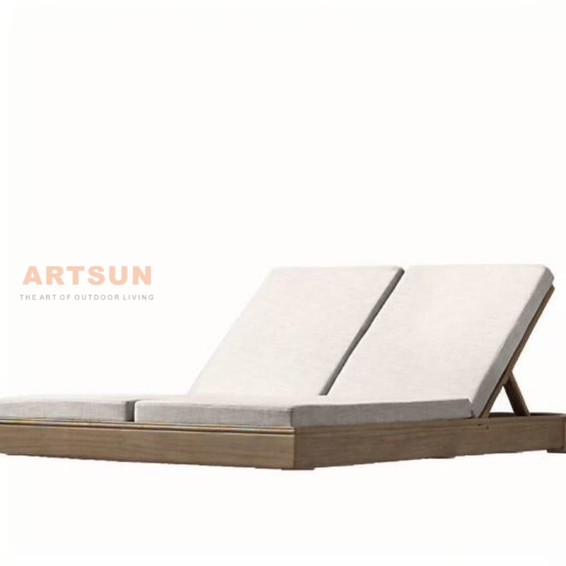 Wholesale Hotel Resort Beach Teak Wood Double chaise salon
