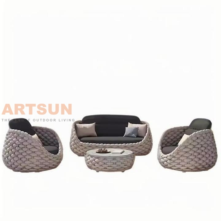 Hot moderne extérieur patio pe rattan canapé pour complexe