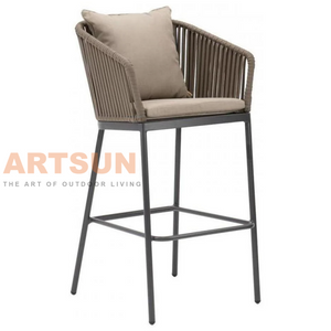Chaise de comptoir d'extérieur en corde durable avec cadre résistant aux intempéries