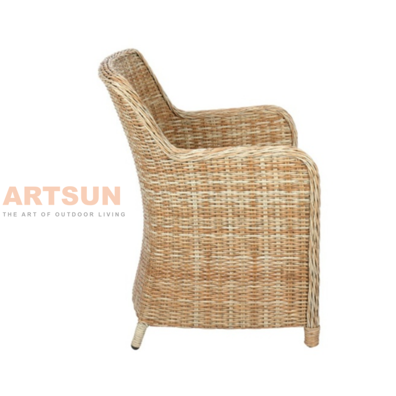 Fauteuil de patio en osier tissé confortable pour jardin d'hôtel