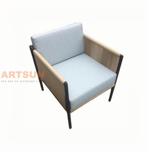 Chaise de canapé en corde synthétique tissée pour l'extérieur, pour salon de patio moderne