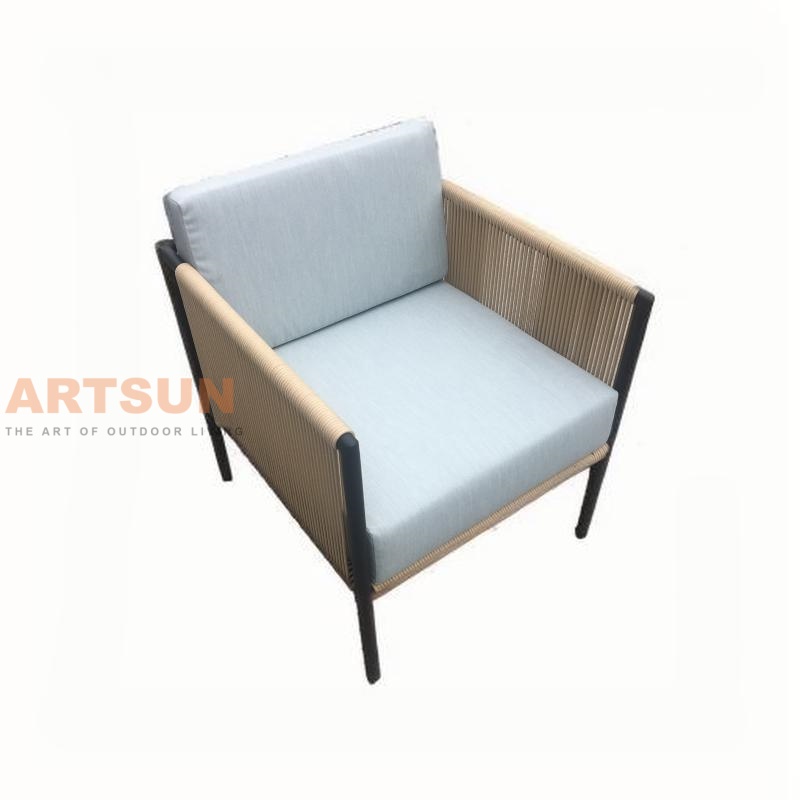 Chaise de canapé en corde synthétique tissée pour l'extérieur, pour salon de patio moderne
