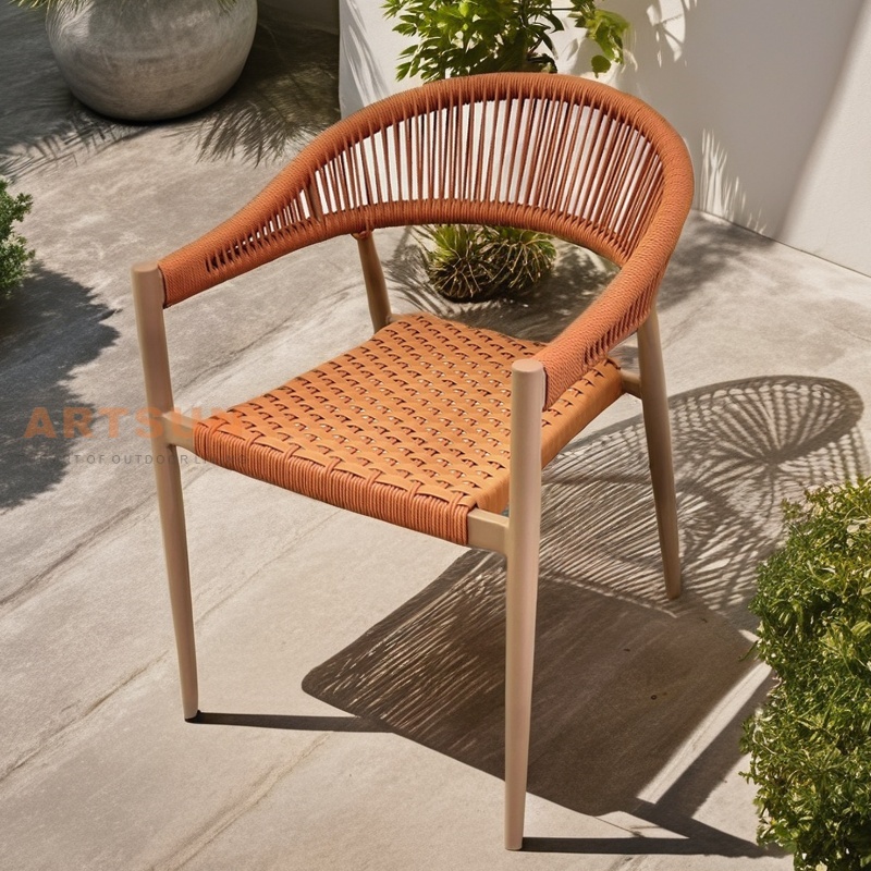 Roard Garden tissage chaise de corde extérieure pour restauration en plein air