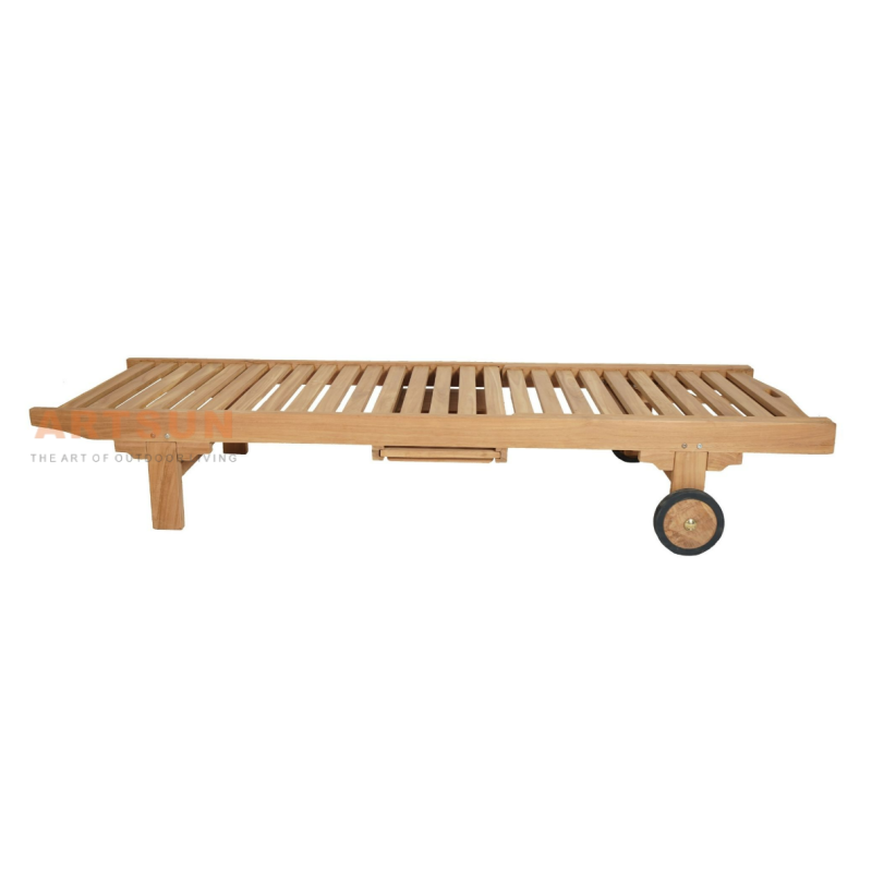 Lounger solaire inclinable en bois de teck de qualité premium pour spa