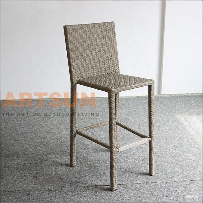 Tabouret de comptoir extérieur en corde, chaise de Bar élégante avec cadre en aluminium pour balcon et terrasse