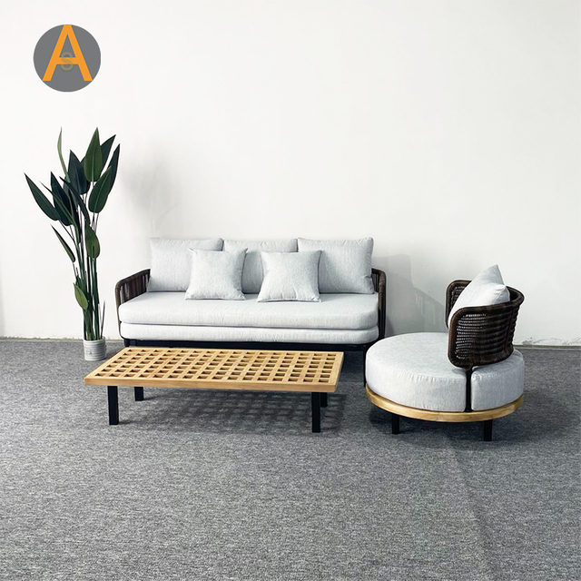 NOUVEAU SOFA DE JARDINE DE ROTAN ENSIGNE À ROTAN avec coussin