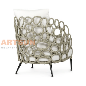 Chaise de canapé en corde synthétique tissée pour l'extérieur, pour le hall de l'hôtel cinq étoiles