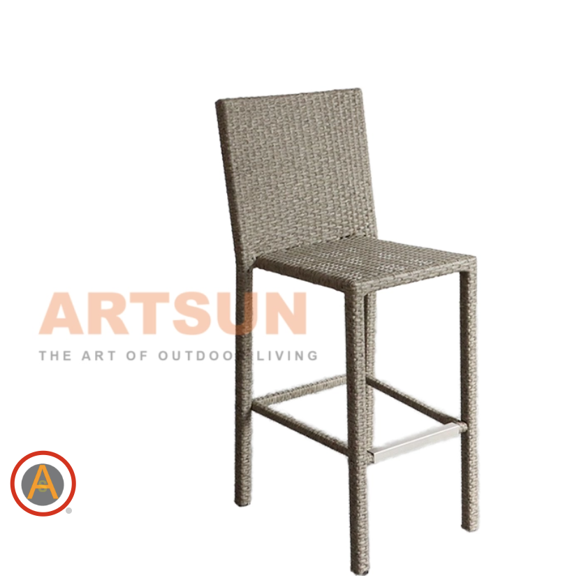 Tabouret de comptoir ext&eacute;rieur en corde, chaise de bar &eacute;l&eacute;gante avec cadre en aluminium