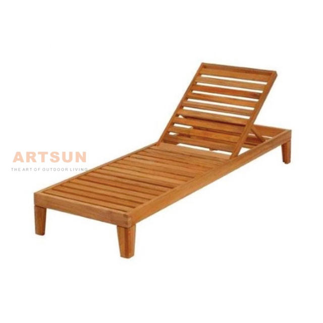 Lounger Sun Sun en teck solide avec dossier réglable pour une utilisation en plein air