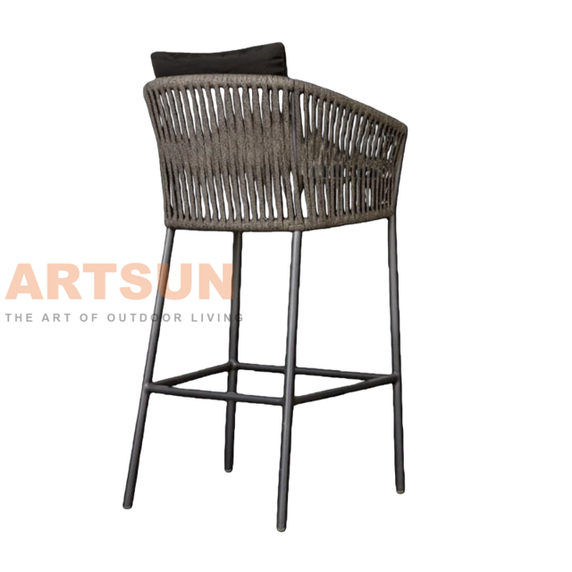 Chaise de comptoir d'extérieur en corde durable avec cadre résistant aux intempéries