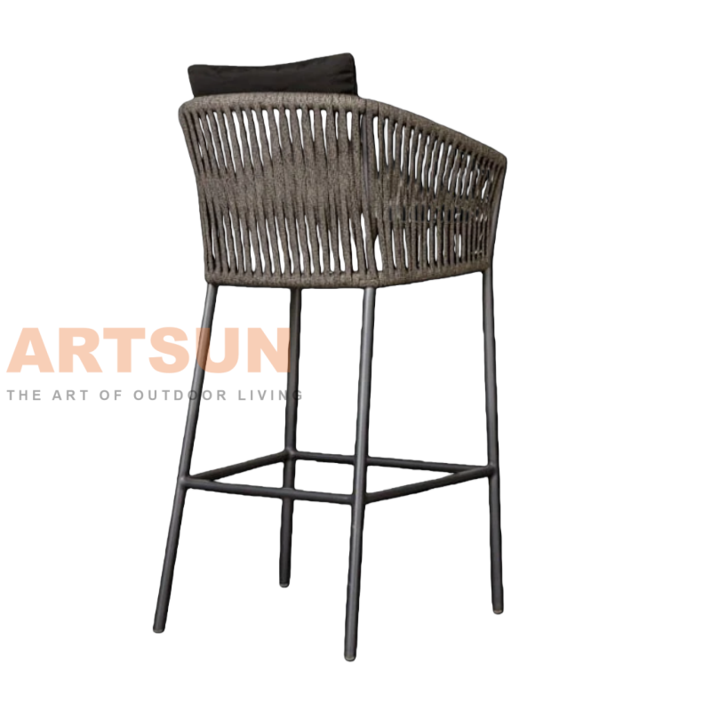 Chaise de comptoir d'extérieur en corde durable avec cadre résistant aux intempéries