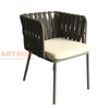 Chaise d'extérieur en aluminium tissé de corde de luxe pour les projets de jardin de patio et d'hôtel