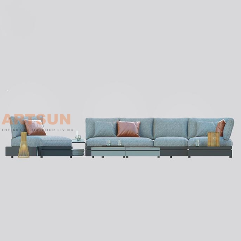 Ensemble de canapé sectionnel extérieur en aluminium moderne de patio de luxe