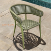 Chaise de corde de tissage de jardin à accoudoir en rotin pour restauration en plein air