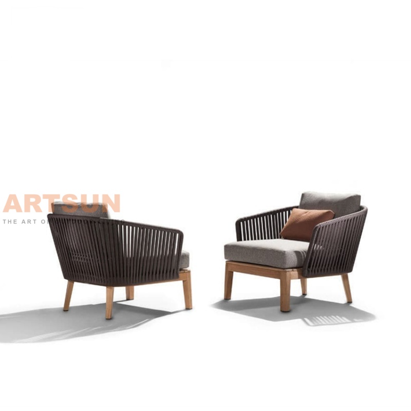 Fauteuil de patio moderne avec cadre et coussins résistants aux intempéries