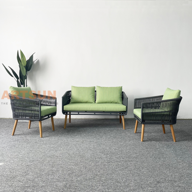 Corde à corde tissée la plus populaire canapé de jardin léger pour la relaxation extérieure