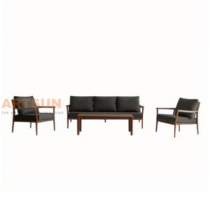 Canapé d'extérieur en teck de loisirs avec corde tissée pour projet de villégiature