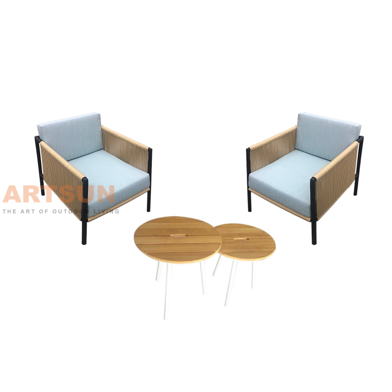 Chaise de canapé en corde synthétique tissée pour l'extérieur, pour salon de patio moderne